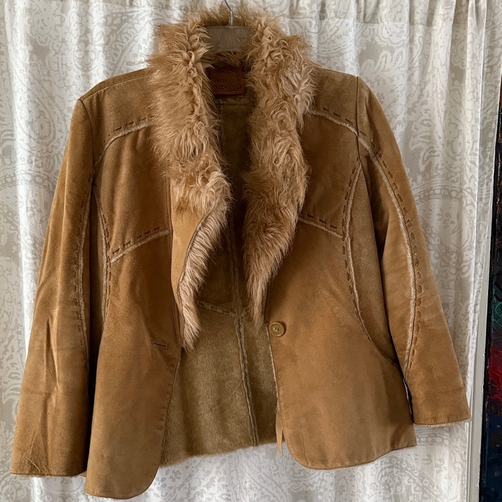 Guess Women's Tan Fur Trim Jacket